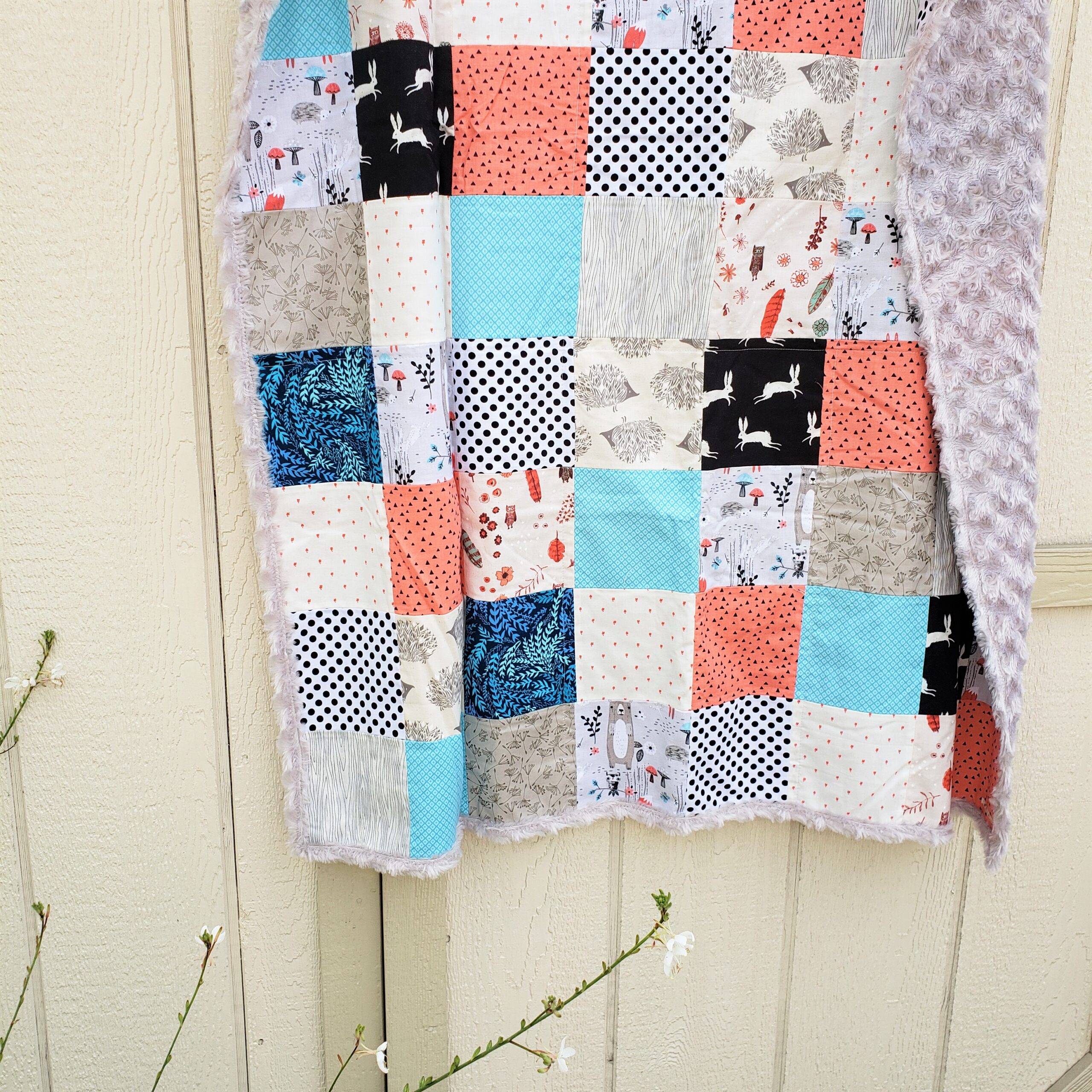 Enchanted Forest Patchwork Minky Blanket