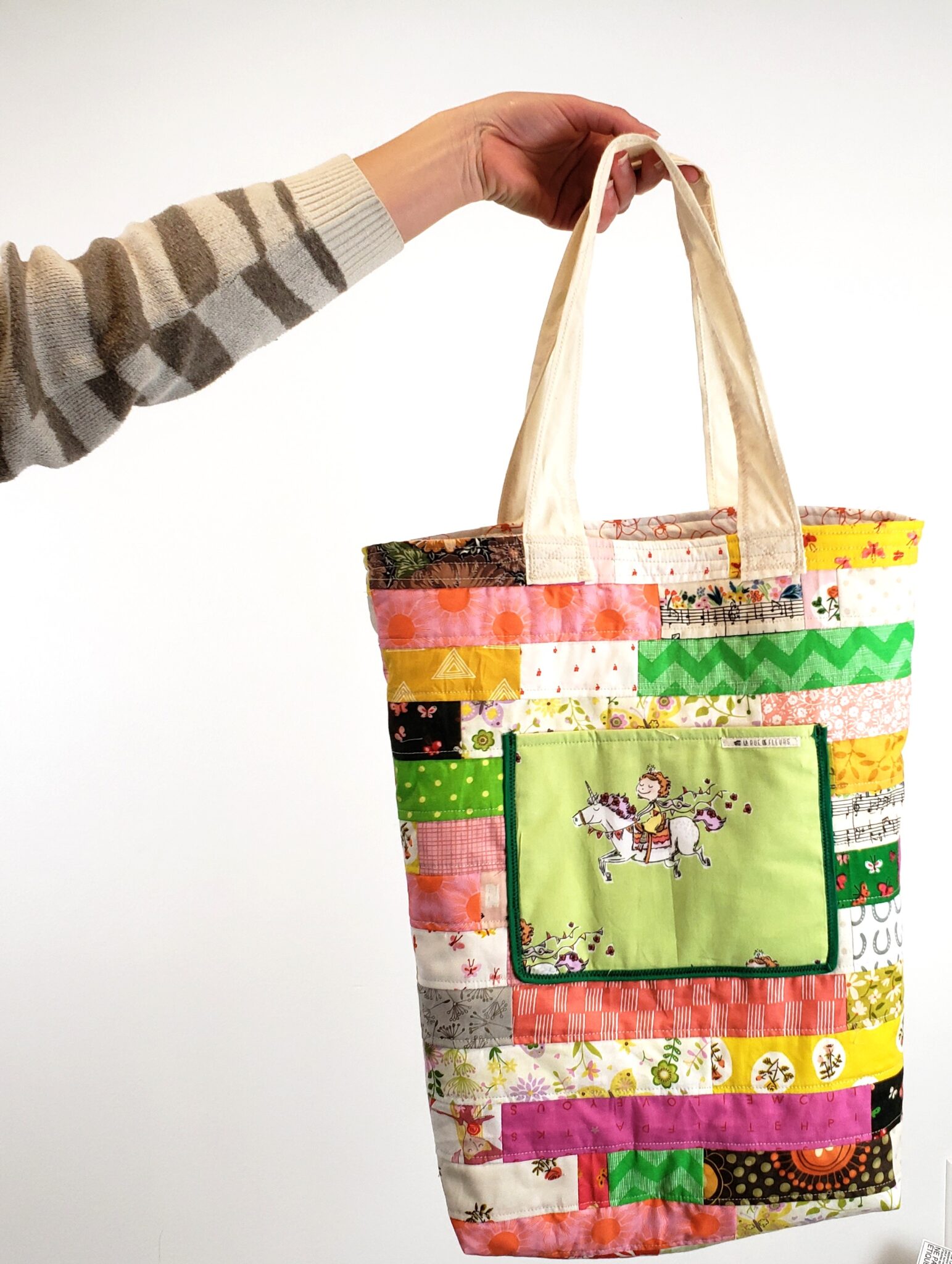 Scrappy Strips Quilted Tote Bag - laruedefleurs.com