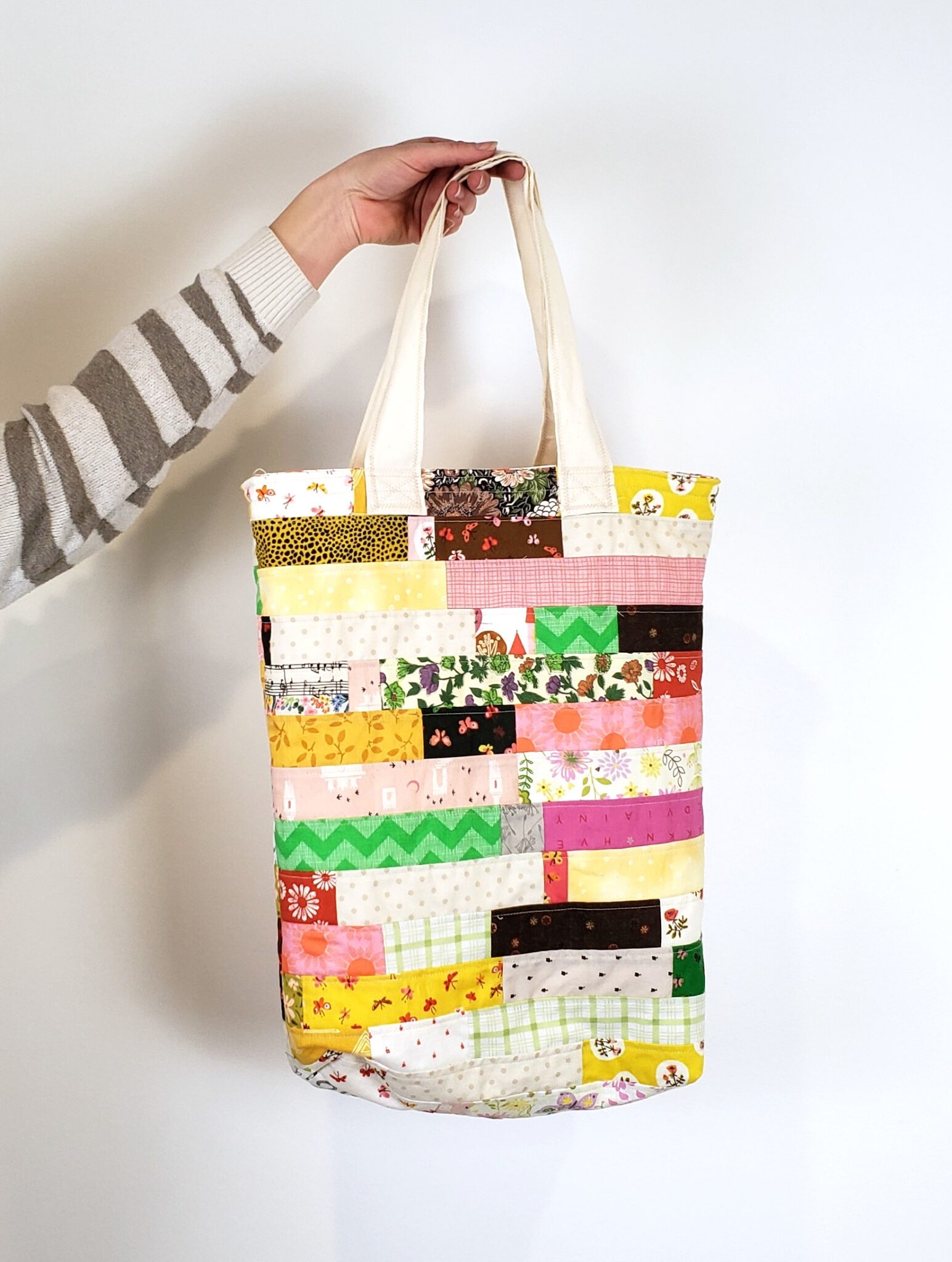 Scrappy Strips Quilted Tote Bag - laruedefleurs.com