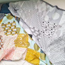 Scandi Grayscale Patchwork Minky Throw Blanket $135